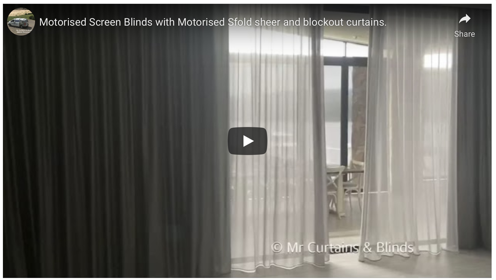 Motorised Screen Blinds with motorised Sfold Sheer and blockout curtains