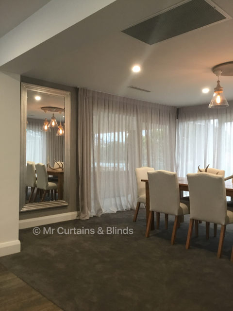 Inverted pleat sheer curtains Terrigal home Fabric Capri by Charles Parson