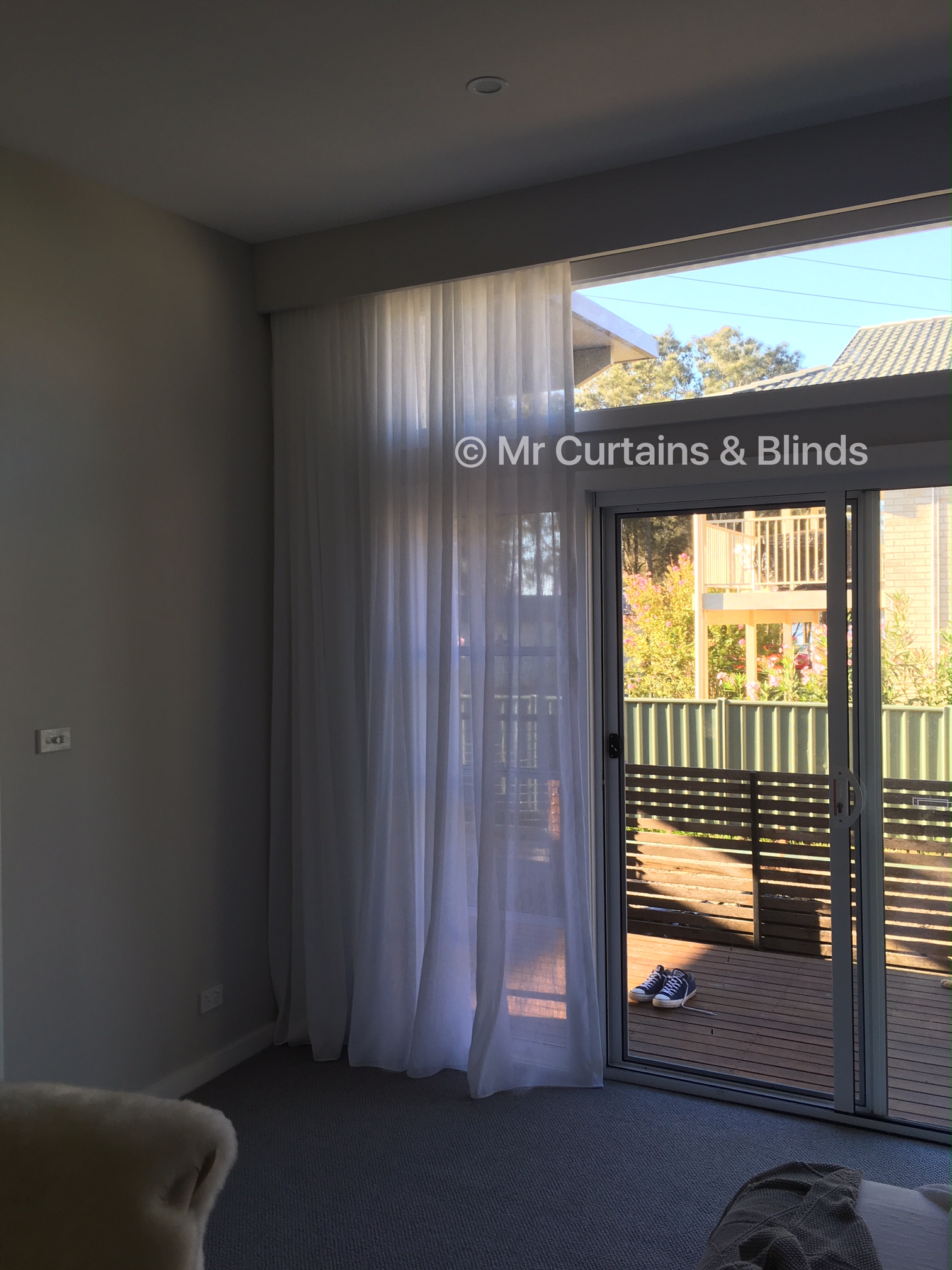 S Fold Sheer curtains Long Jetty home using Charles Parsons Capri white